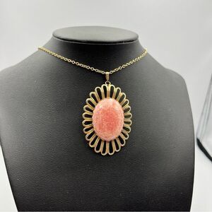 Vintage pink stone gold tone victorian Necklace